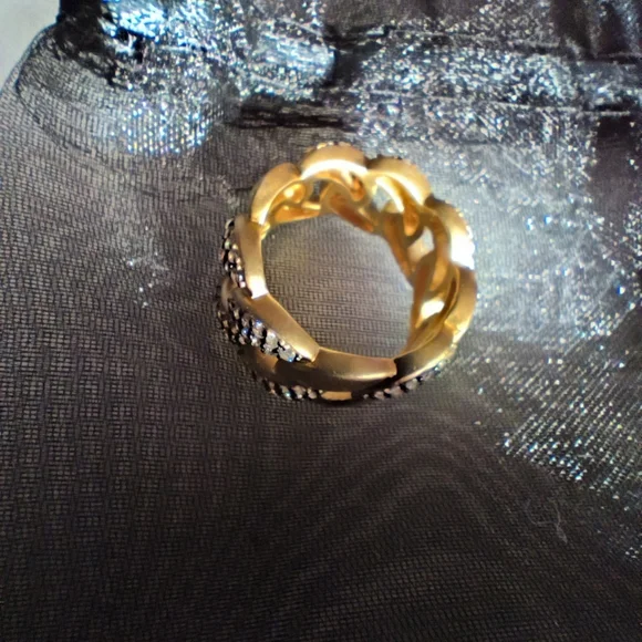 Freida Rothman Gold & Diamond Women's Ring - Paived Iced - Size 8 - New in Box - Picture 13 of 16